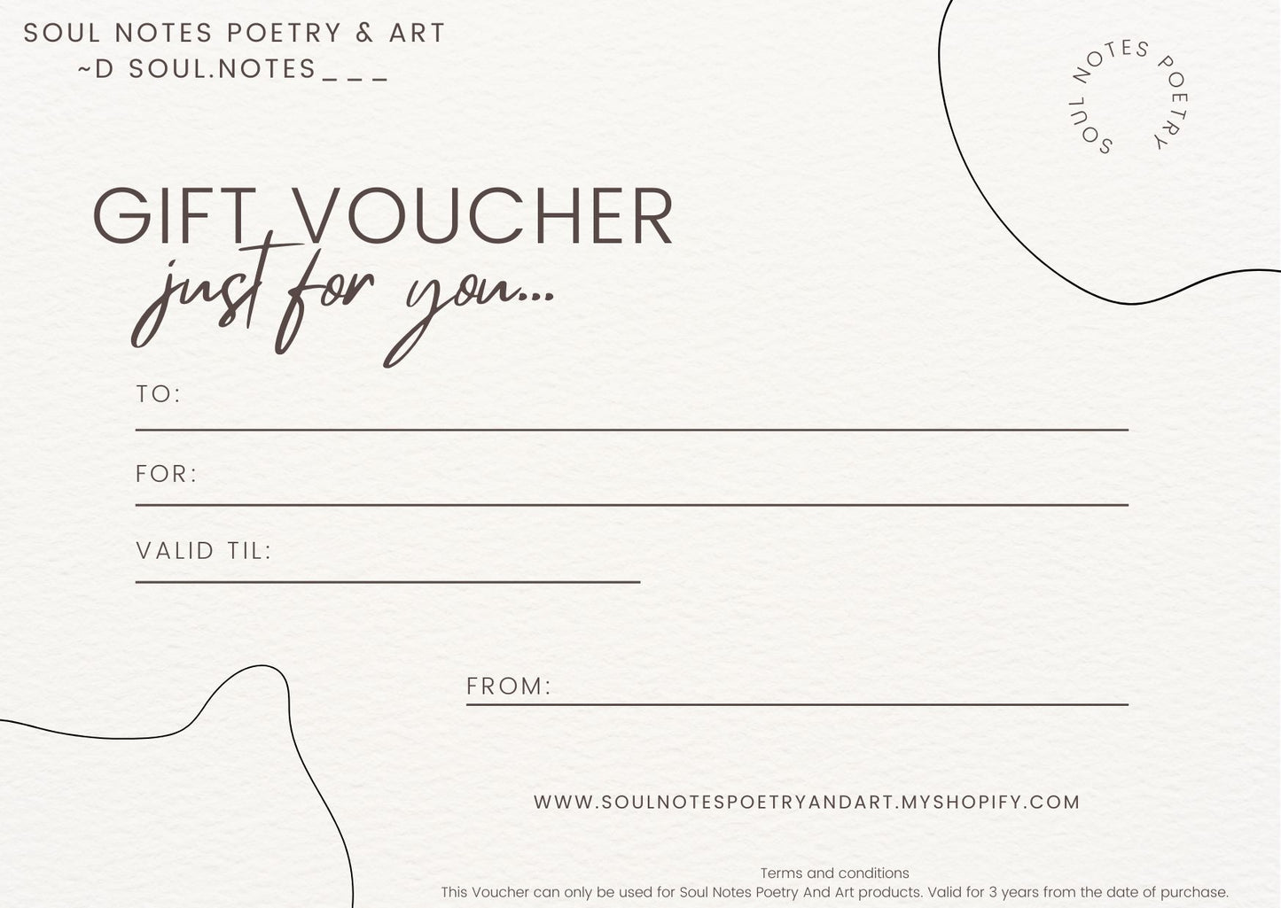 Soul Notes Poetry & Art Gift Card